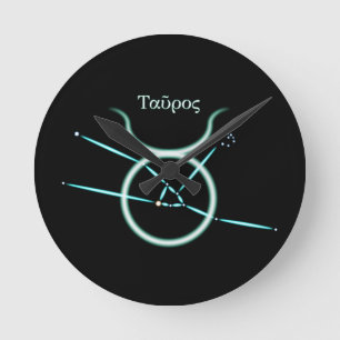 Zodiac Constellation Taurus Round Clock