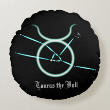 Zodiac Constellation Taurus Round Pillow