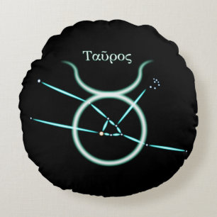 Zodiac Constellation Taurus Round Pillow