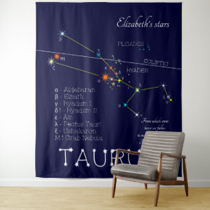 Zodiac Constellation Taurus Tapestry