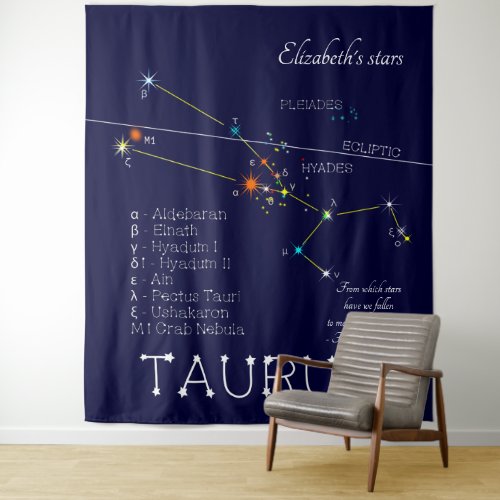 Zodiac Constellation Taurus Tapestry