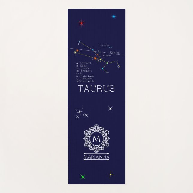 Zodiac Constellation Taurus Yoga Mat (Front)