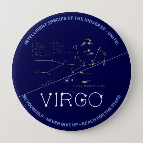 Zodiac Constellation Virgo Button