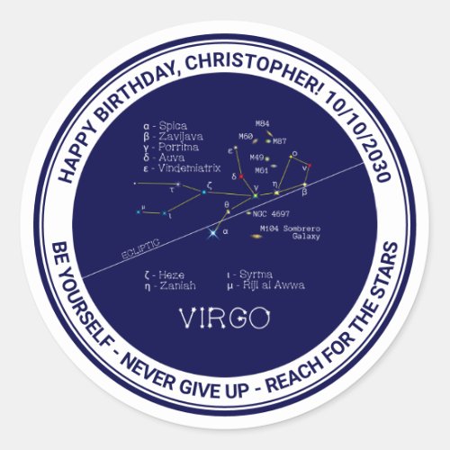 Zodiac Constellation Virgo Classic Round Sticker