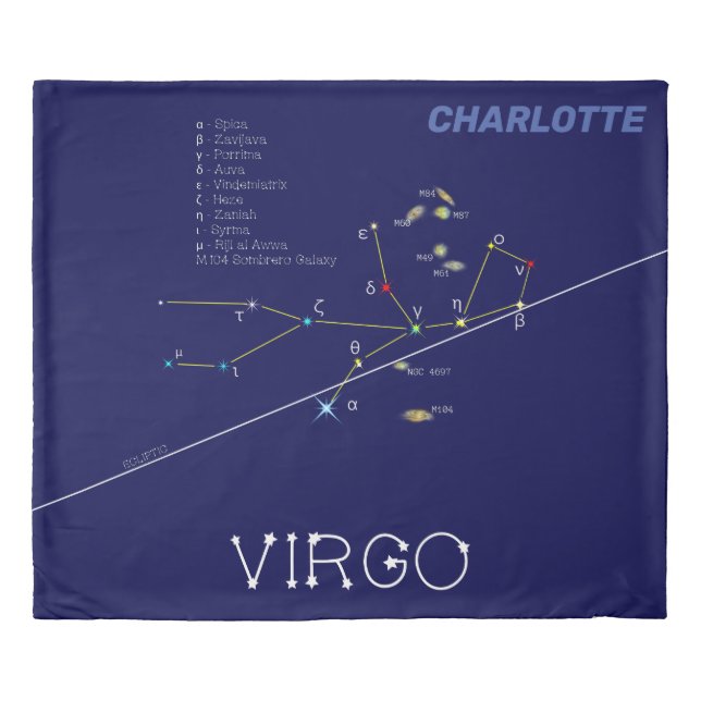 Zodiac Constellation Virgo Duvet Cover (Front)