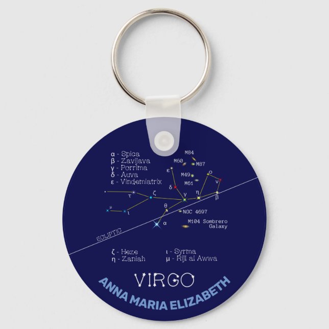 Zodiac Constellation Virgo Keychain (Front)