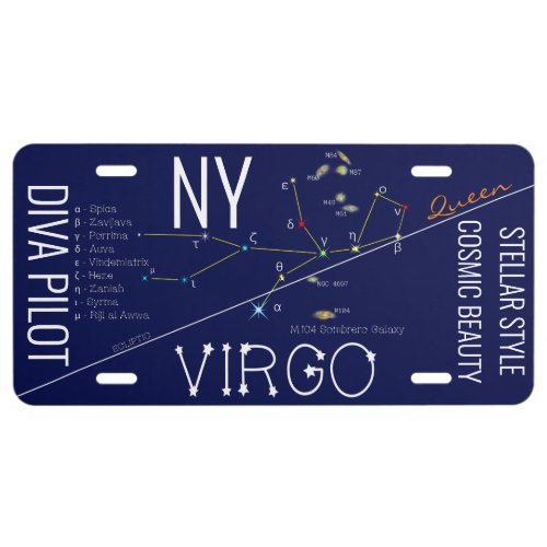 Zodiac Constellation Virgo License Plate