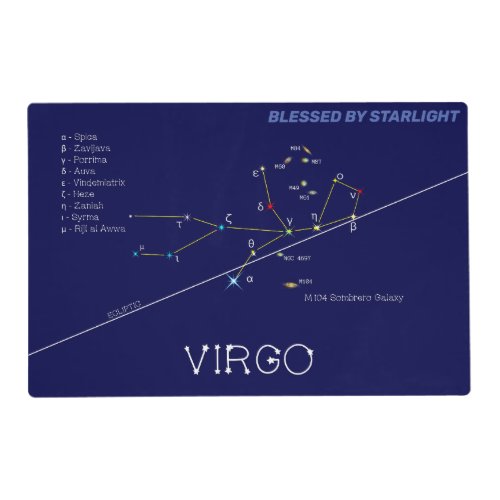 Zodiac Constellation Virgo Placemat