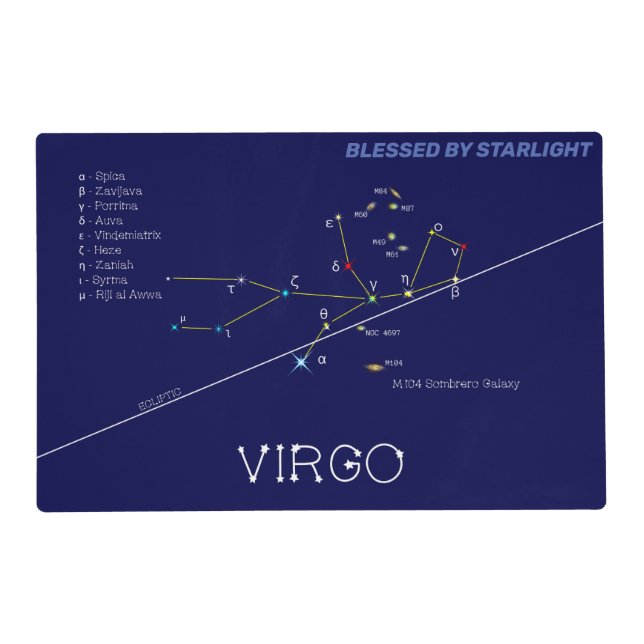 Zodiac Constellation Virgo Placemat (Front)