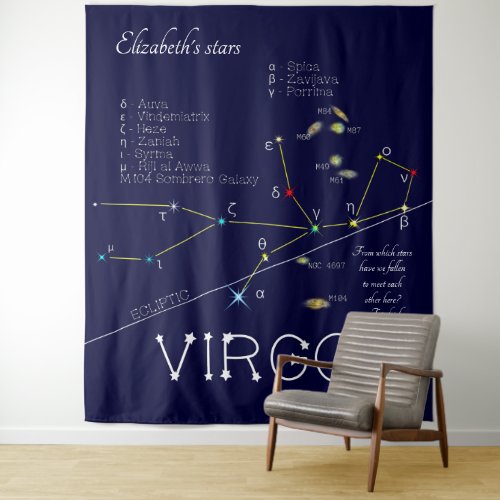 Zodiac Constellation Virgo Tapestry