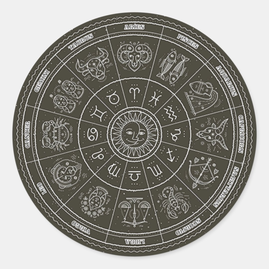 Zodiac Constellation Wheel Classic Round Sticker | Zazzle