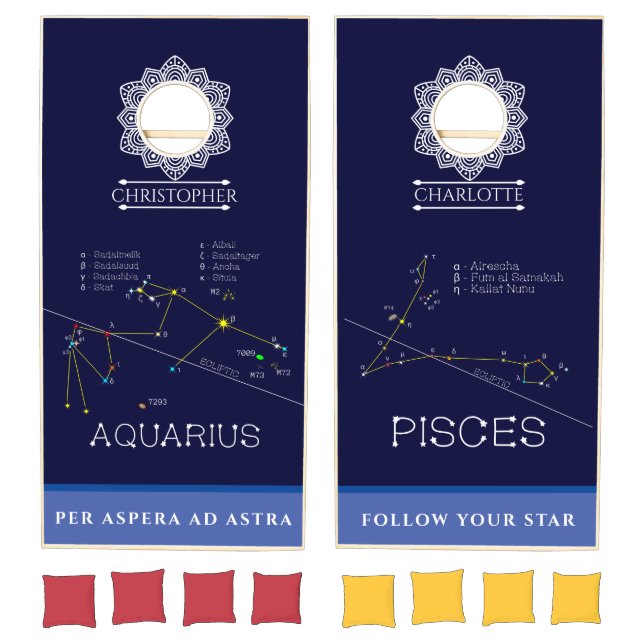 Zodiac Constellations Aquarius And Pisces Cornhole Set (Set)