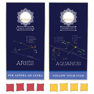 Zodiac Constellations Aries And Aquarius Cornhole Set