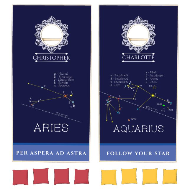 Zodiac Constellations Aries And Aquarius Cornhole Set (Set)
