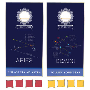 Zodiac Constellations Aries And Gemini Cornhole Set