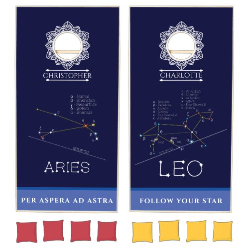 Zodiac Constellations Aries And Leo Cornhole Set