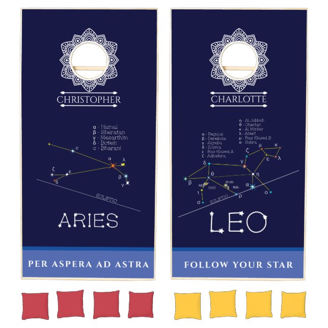 Zodiac Constellations Aries And Leo Cornhole Set (Set)