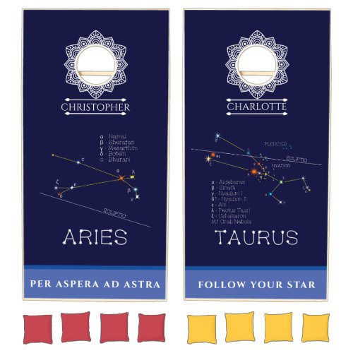 Zodiac Constellations Aries And Taurus Cornhole Set