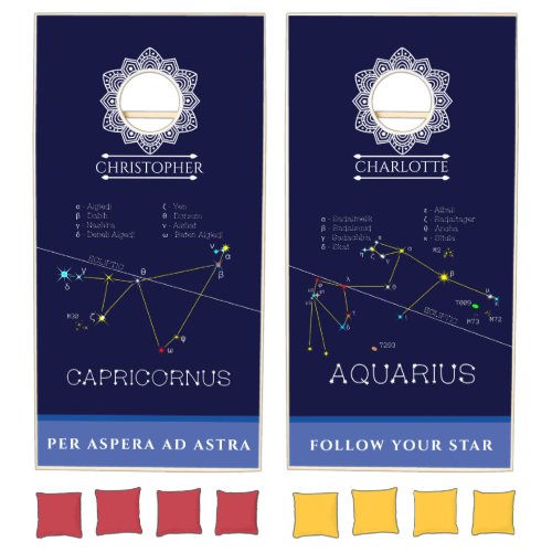 Zodiac Constellations Capricornus And Aquarius Cornhole Set