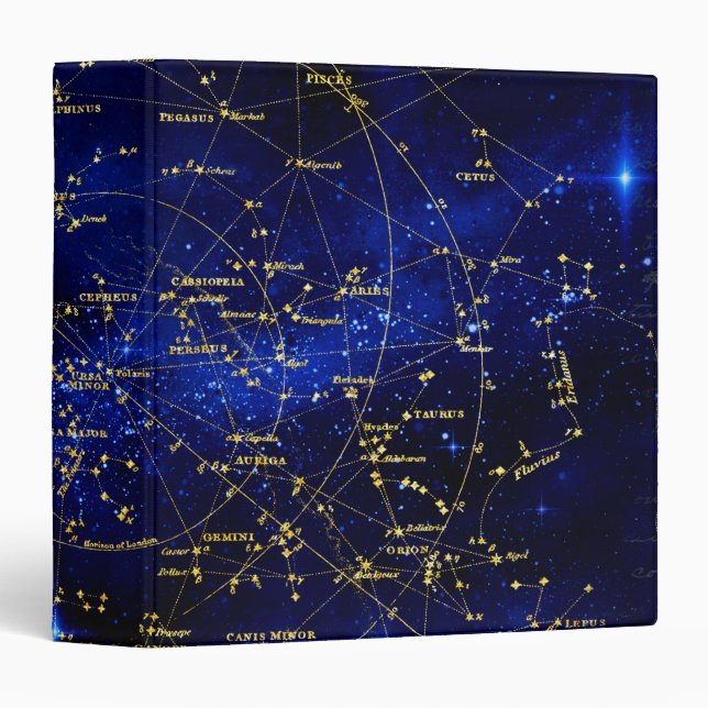 Zodiac Constellations Galaxy 3 Ring Binder (Front/Spine)