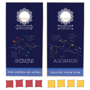 Zodiac Constellations Gemini And Aquarius Cornhole Set