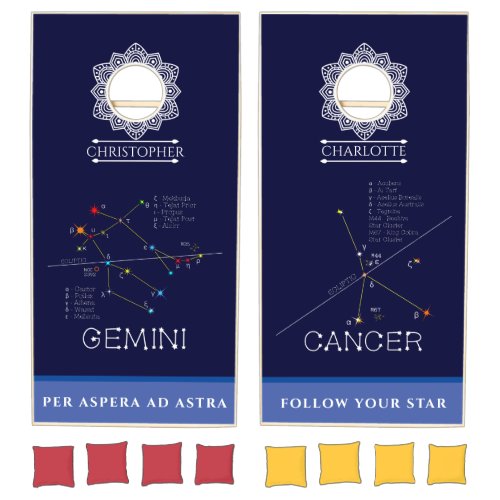 Zodiac Constellations Gemini And Cancer Cornhole Set