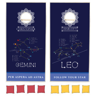 Zodiac Constellations Gemini And Leo Cornhole Set