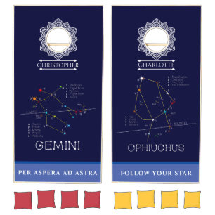Zodiac Constellations Gemini And Ophiuchus Cornhole Set