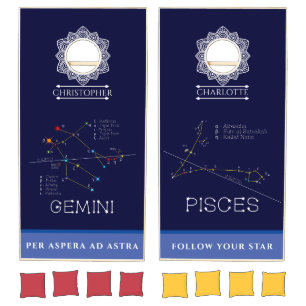 Zodiac Constellations Gemini And Pisces Cornhole Set