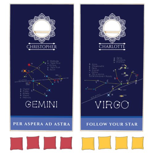 Zodiac Constellations Gemini And Virgo Cornhole Set