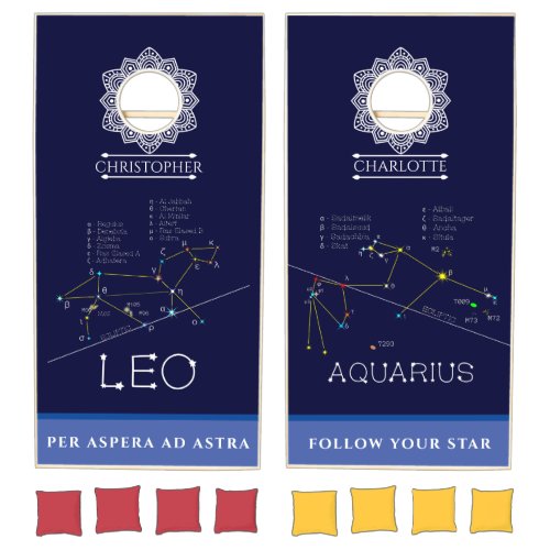Zodiac Constellations Leo And Aquarius Cornhole Set