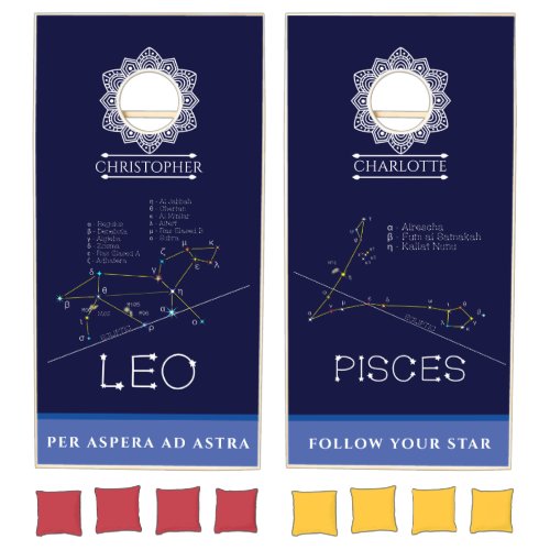 Zodiac Constellations Leo And Pisces Cornhole Set
