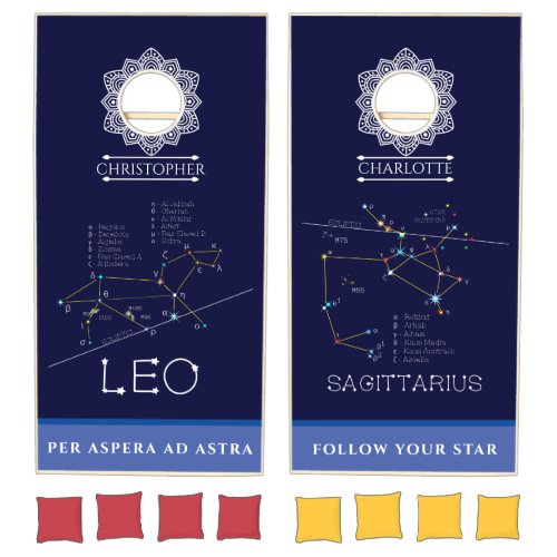 Zodiac Constellations Leo And Sagittarius Cornhole Set
