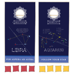 Zodiac Constellations Libra And Aquarius Cornhole Set