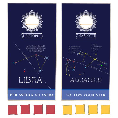 Zodiac Constellations Libra And Aquarius Cornhole Set