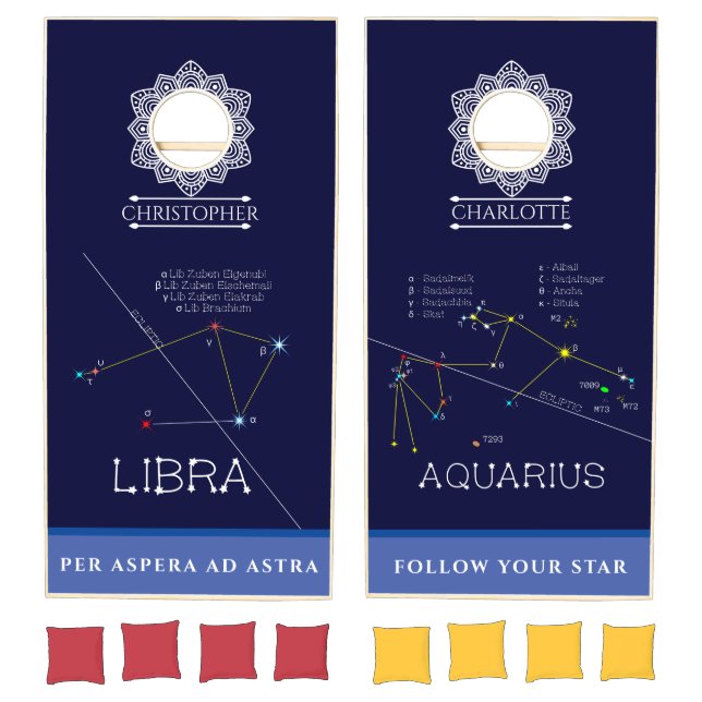 Zodiac Constellations Libra And Aquarius Cornhole Set (Set)