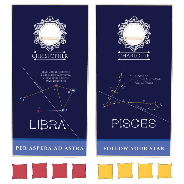Zodiac Constellations Libra And Pisces Cornhole Set (Set)