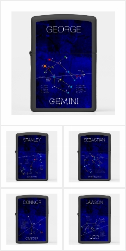 Zodiac constellations of stars Zippo Lighters