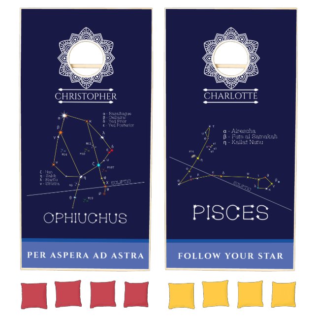 Zodiac Constellations Ophiuchus And Pisces Cornhole Set (Set)