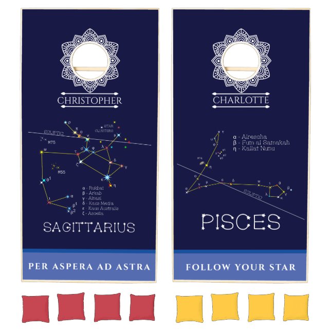 Zodiac Constellations Sagittarius And Pisces Cornhole Set (Set)