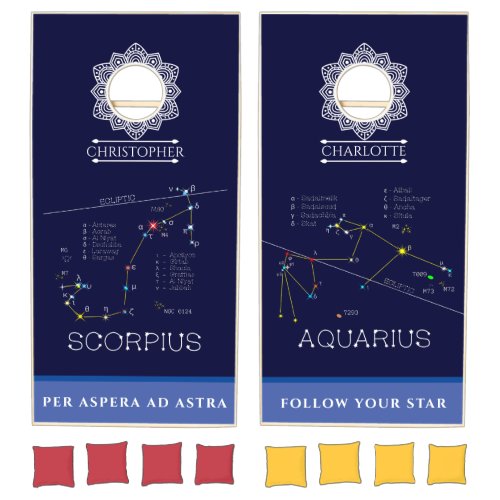 Zodiac Constellations Scorpius And Aquarius Cornhole Set