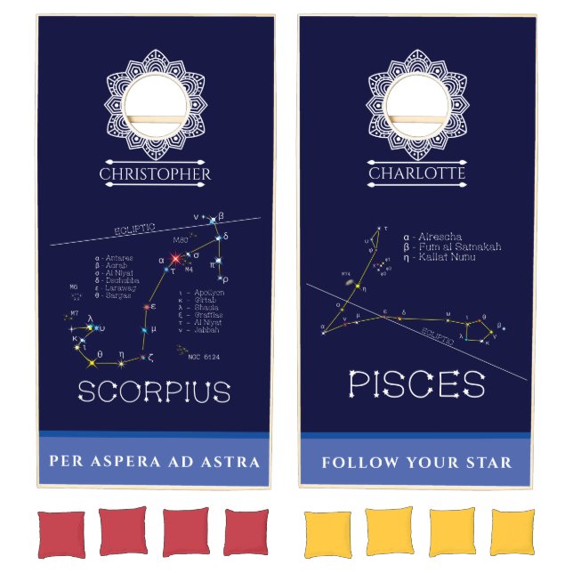 Zodiac Constellations Scorpius And Pisces Cornhole Set (Set)