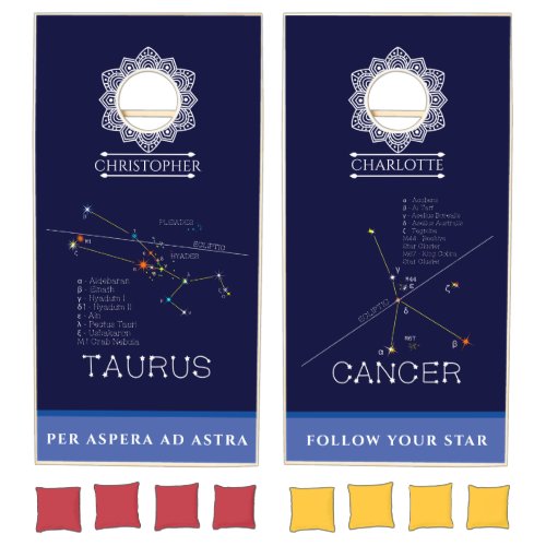 Zodiac Constellations Taurus And Cancer Cornhole Set