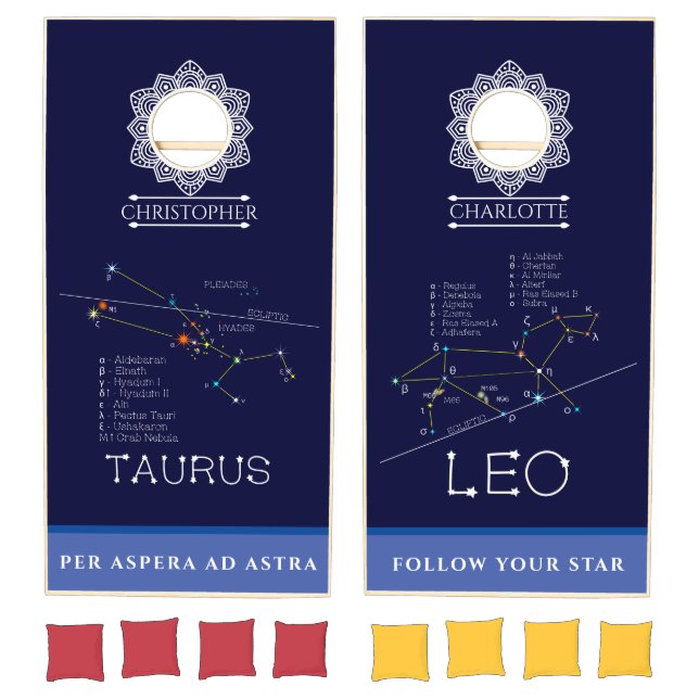 Zodiac Constellations Taurus And Leo Cornhole Set (Set)