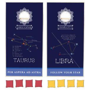Zodiac Constellations Taurus And Libra Cornhole Set