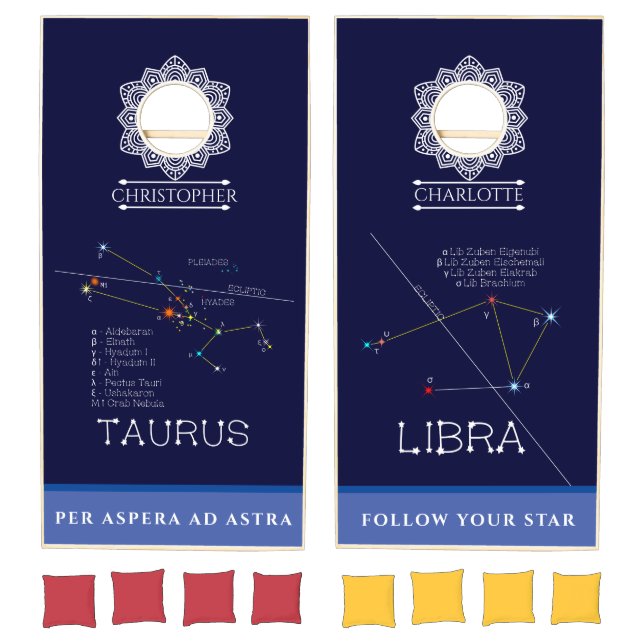 Zodiac Constellations Taurus And Libra Cornhole Set (Set)
