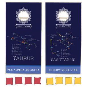 Zodiac Constellations Taurus And Sagittarius Cornhole Set
