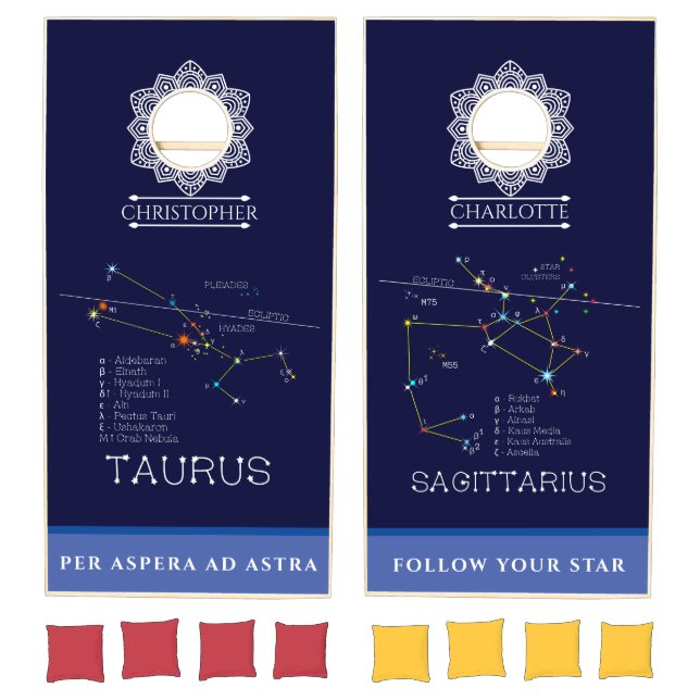 Zodiac Constellations Taurus And Sagittarius Cornhole Set (Set)