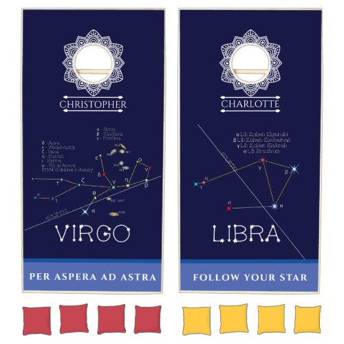 Zodiac Constellations Virgo And Libra Cornhole Set