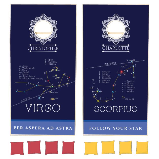 Zodiac Constellations Virgo and Scorpius Cornhole Set (Set)